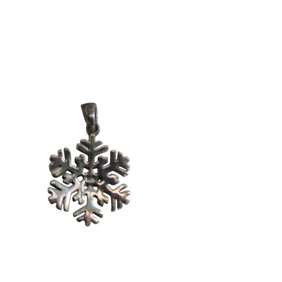 Vintage Sterling Silver 925 Snowflake Pendant 1 - Picture 2 of 5